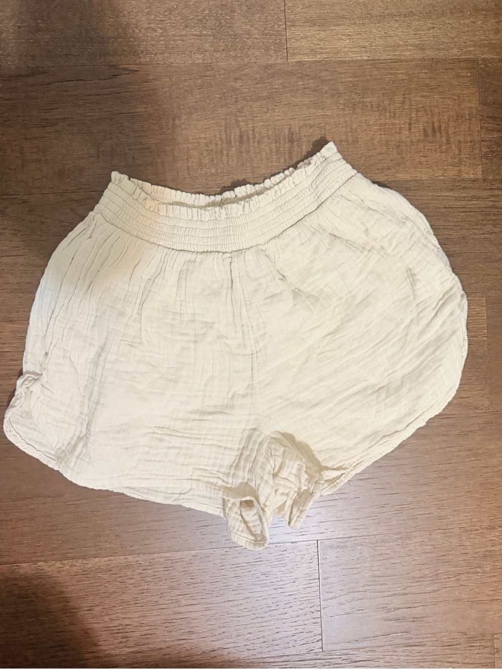 aerie Cream Cotton Gauze Athletic Shorts